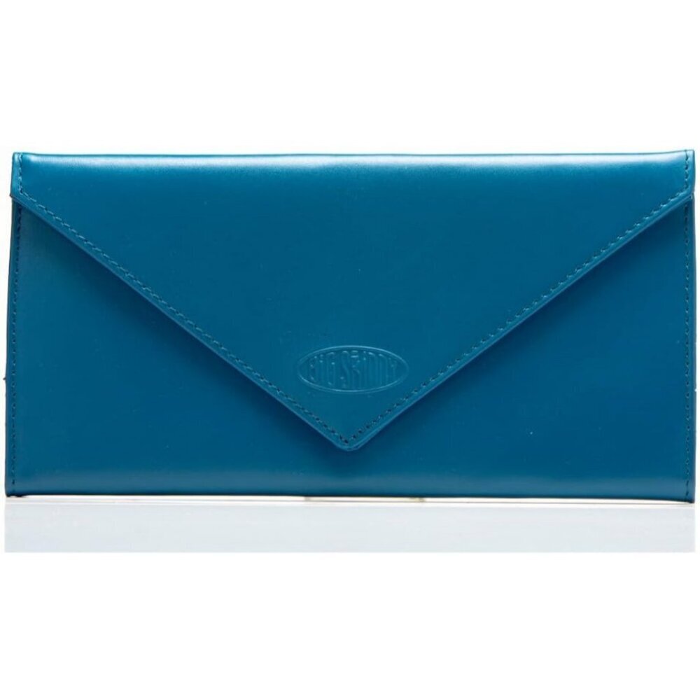 🆕Womens Ocean Blue Leather Tri-Fold Checkbook Slim Wallet, Holds Up to 40 Cards